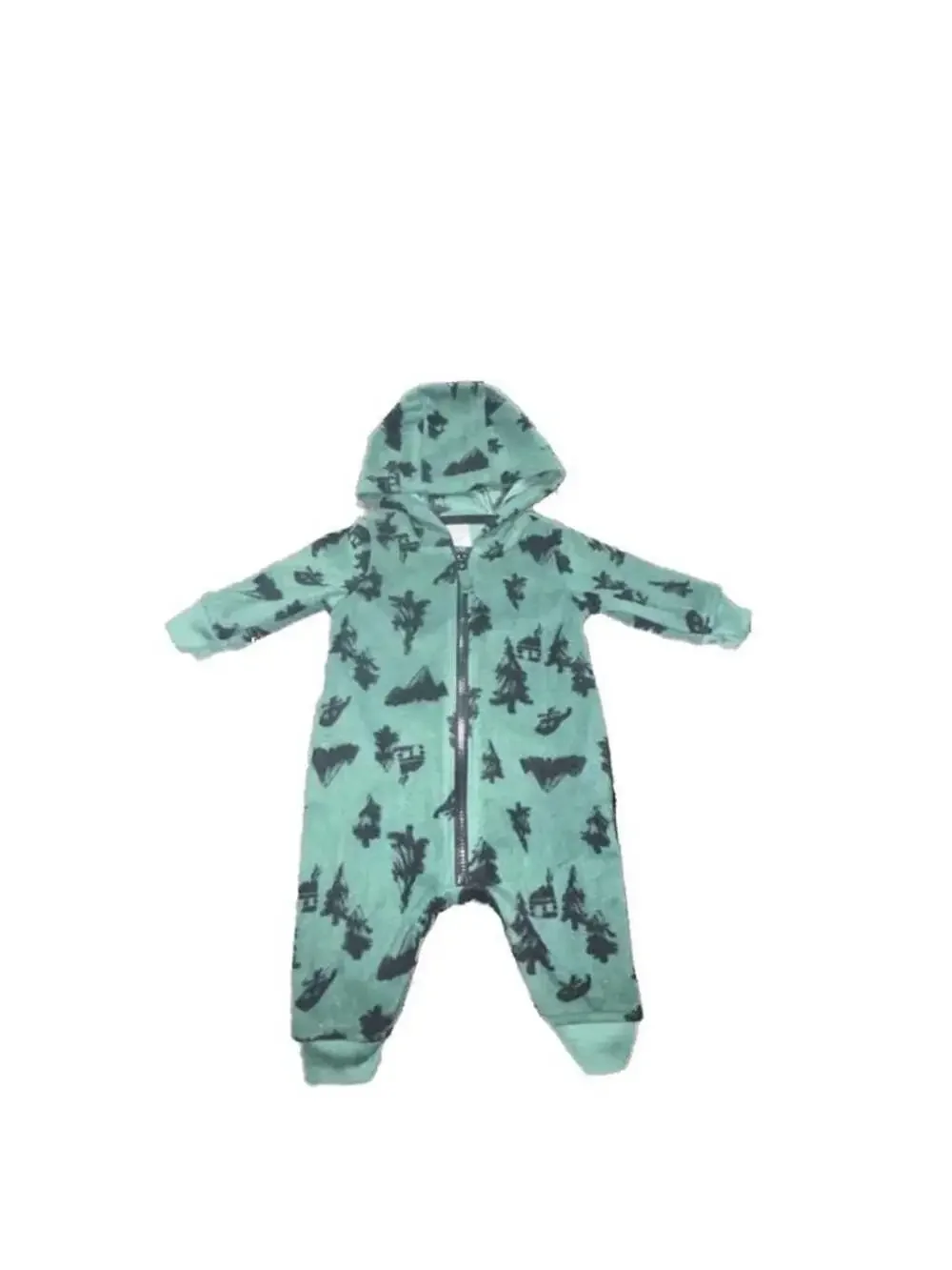 Carter's Baby Boys Hooded Fleece  Dinosaur Jumpsuit Forest Green Size 3M